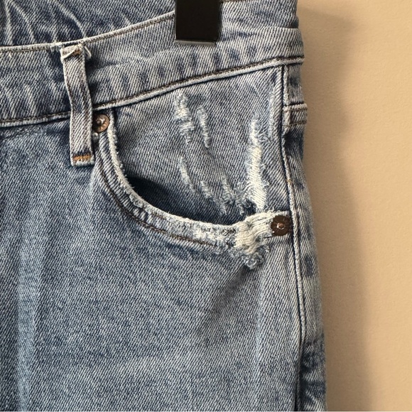AGOLDE NICO HIGH RISE SLIM JEAN W RAW DISTRESSED HEM SIZE 27 MED BLUE WASH - Picture 4 of 15